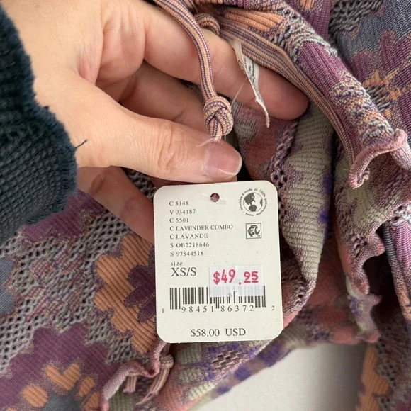 Free People Free For All Cardi Lavender Combo size XS/S Women's Top - Picture 6 of 8